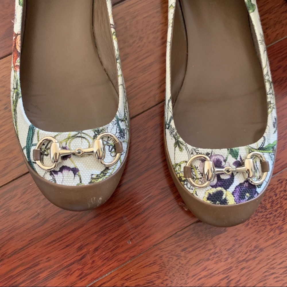 Gucci | Canvas Flora Horse-bit Flats 35 - Picture 3 of 11